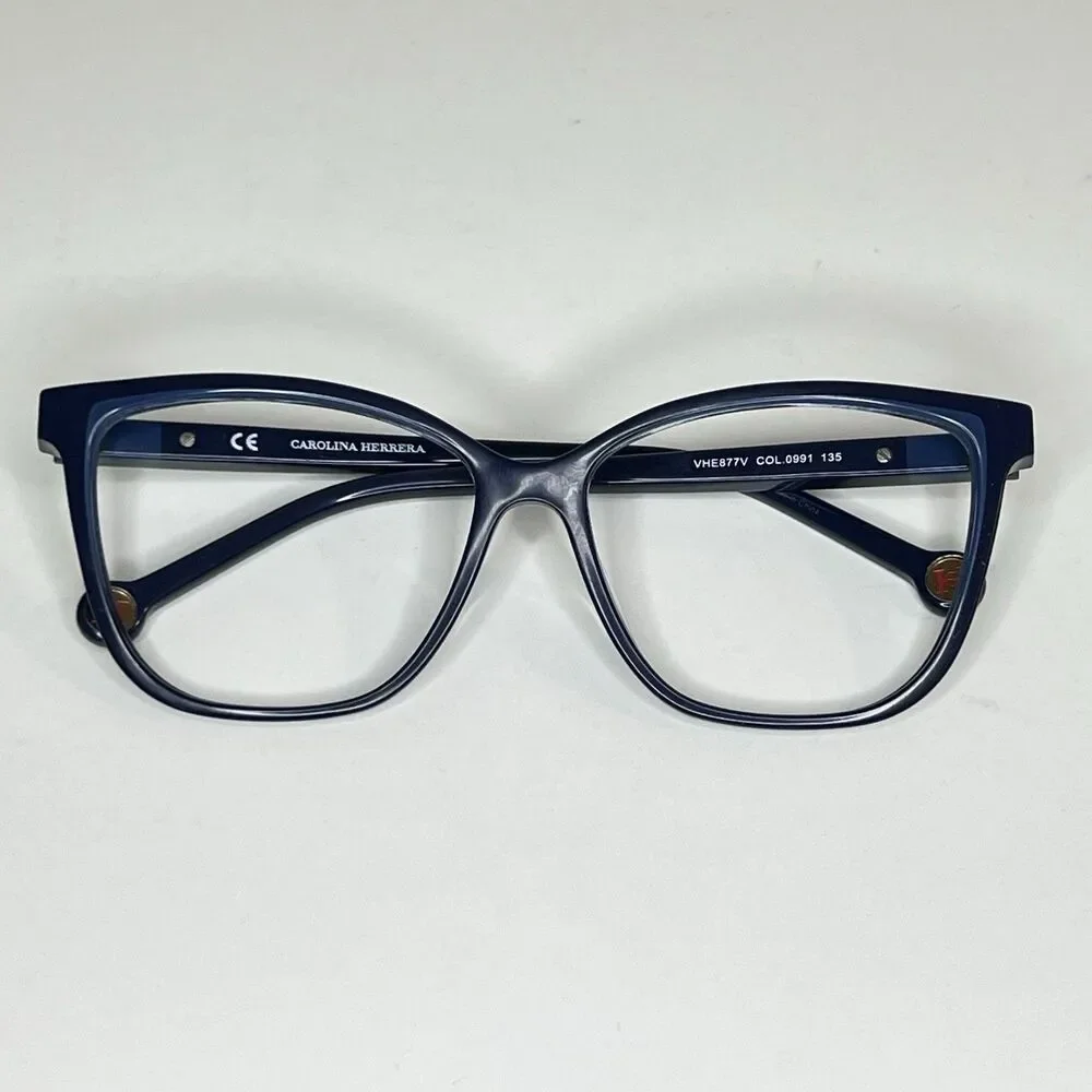 Carolina Herrera Eyeglasses Frame Only, VHE877V COL. 0991 54-14-135 Plastic Blue